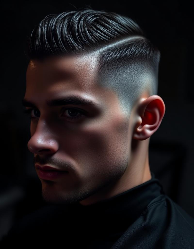 Slick back haircut detail